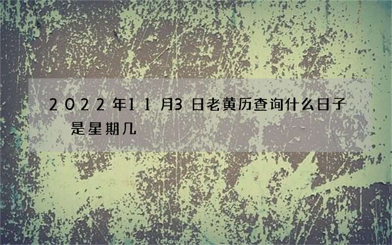2022年11月3日老黄历查询什么日子 是星期几
